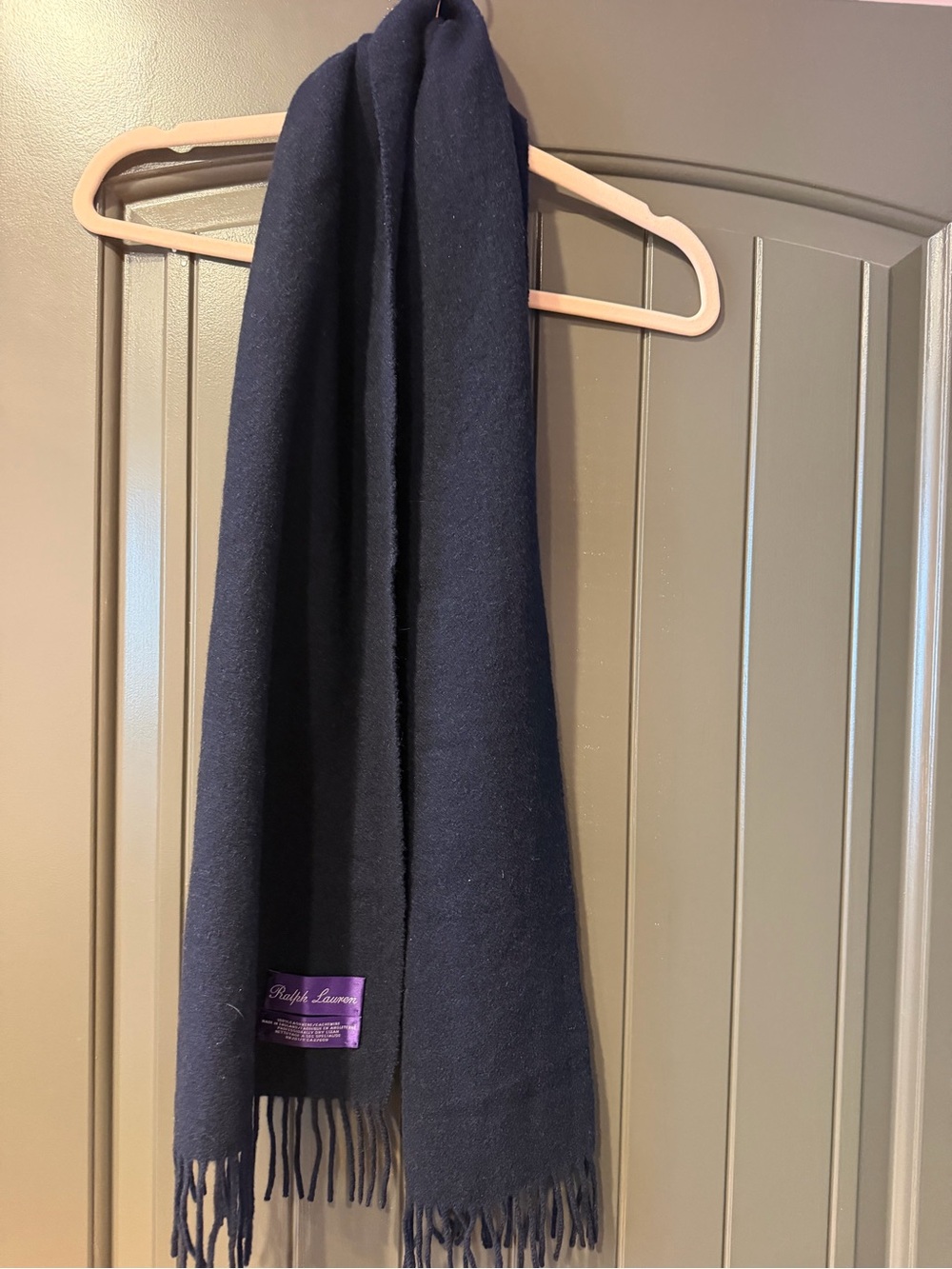 Ralph Lauren 100% Cashmere Scarf Black Made in England Purple Label Vintage